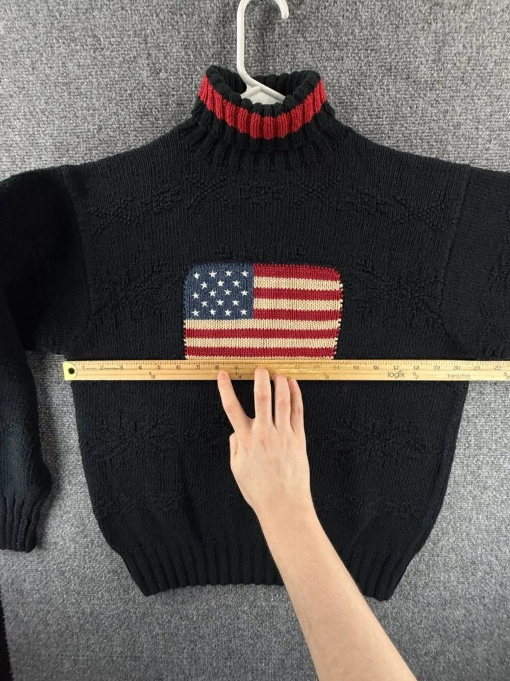 Polo Ralph Lauren Hand Knit Flag Sweater Pullover Turtleneck Mock Neck Medium
